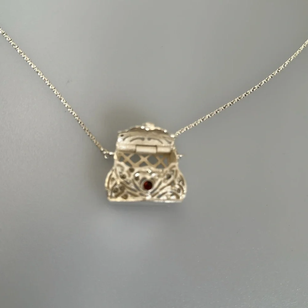 925 silver mini bag stones Pendant Necklace